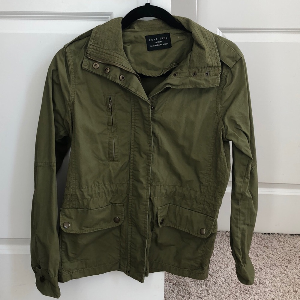 Olive green utility jacket - medium